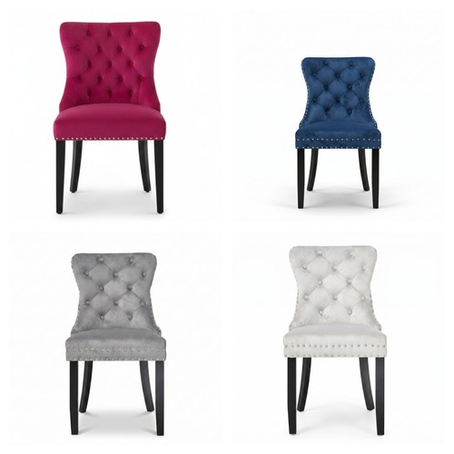 Set 4 velvet dining - 2, /4
