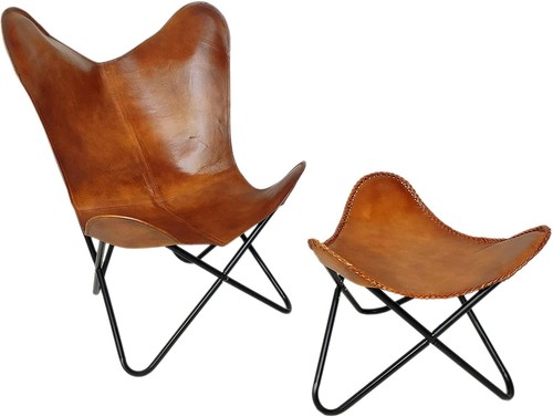 Tan buffalo leather butterfly - buffalo,