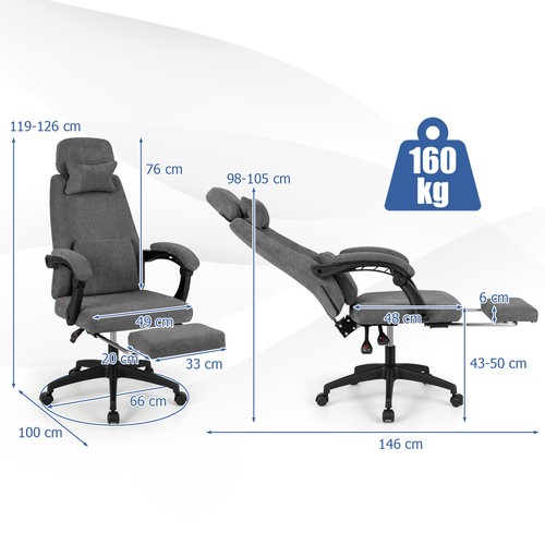 Soft fabric reclining office - fabric,