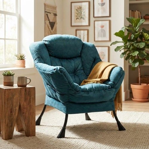 Blue green wingback armchair - blue,